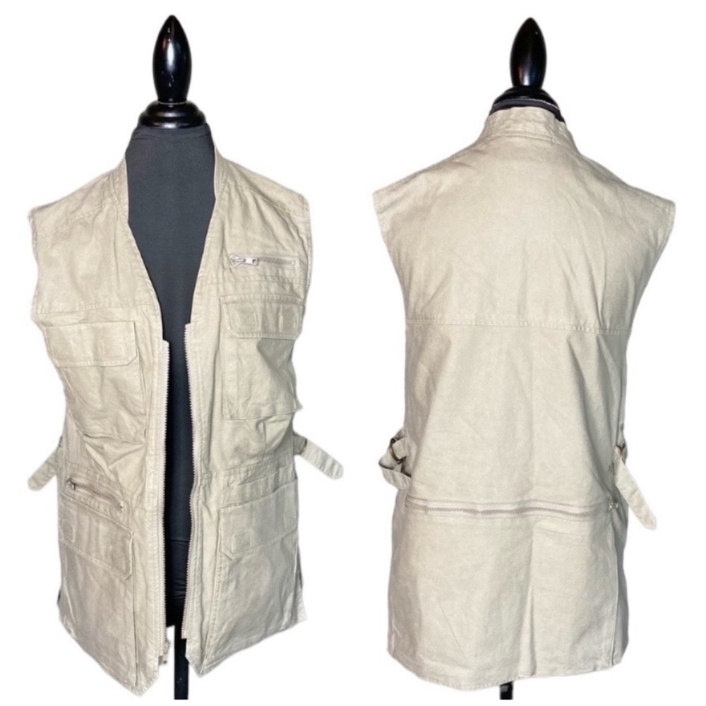 L.L. Bean Canvas Utility Vest in Light Beige
